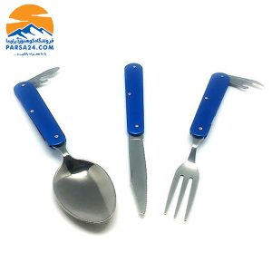 قاشق و چنگال 3 تکه تاشو فلزی