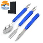 قاشق و چنگال 3 تکه تاشو فلزی