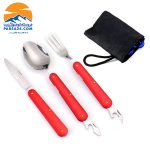 قاشق و چنگال 3 تکه تاشو فلزی