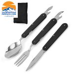 قاشق و چنگال 3 تکه تاشو فلزی