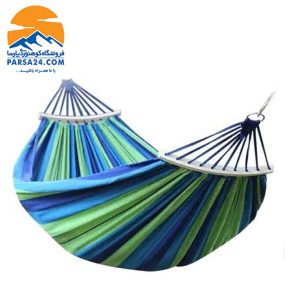 تخت‌آویز (ننو) کنفی چوب‌دار یک‌نفره