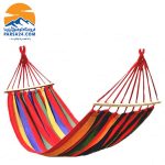 تخت‌آویز (ننو) کنفی چوب‌دار یک‌نفره