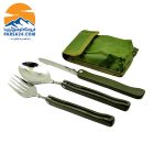 قاشق و چنگال کوهنوردی سه‌تکه نظامی تاشو out door