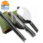 قاشق و چنگال کوهنوردی سه‌تکه نظامی تاشو out door