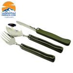 قاشق و چنگال کوهنوردی سه‌تکه نظامی تاشو out door